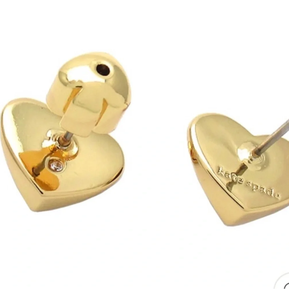 Kate Spade ♠️ Gold Plated Red Rock Solid Heart Stud Earrings
